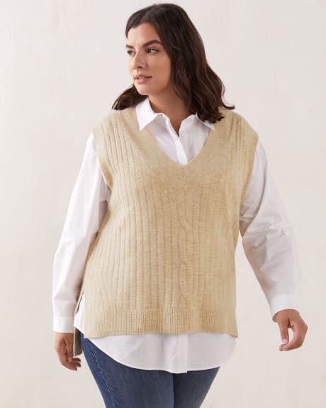 Cable Knit VNeck Sweater Vest In Every Story Penningtons