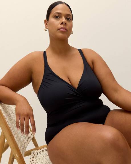 Black Wrap One-Piece Swimwear