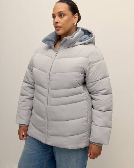 Manteau d'hiver matelassé avec côtés froncés