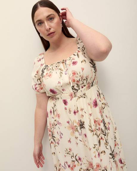 Midi Sweetheart Dress with Smocked Waistband - Addition Elle