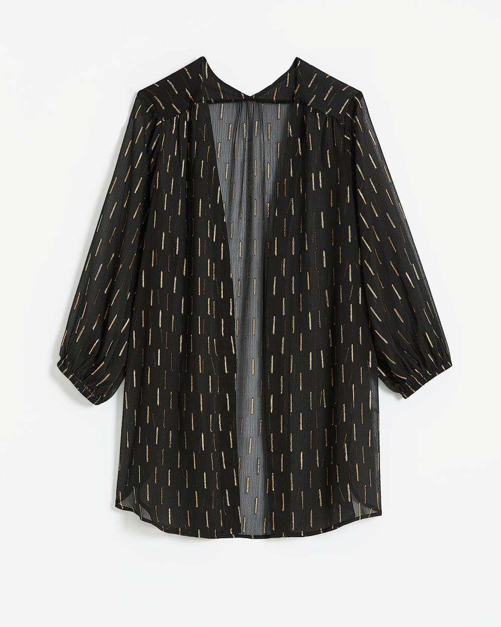 Black Open Tunic Kimono Overpiece with Bracelet Sleeves | Penningtons