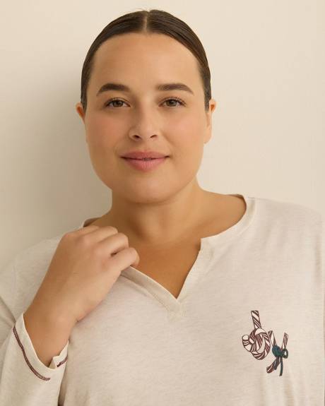 Ensemble-pyjama t-shirt à manches longues et pantalon à jambe droite à motif de cannes - ti Voglio