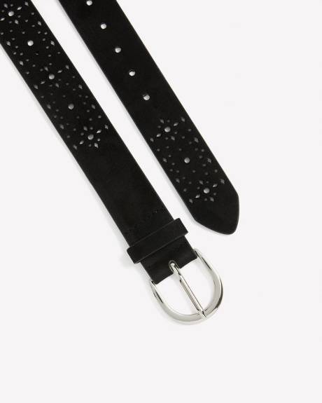 Ceinture en suède synthétique perforée