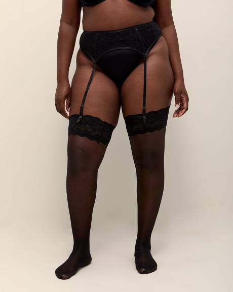 Porte-jarretelles noir sexy avec dentelle et cuir synthétique - Déesse Collection