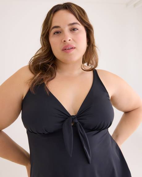 Black A-Line Tankini with Bow