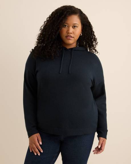 Relaxed-Fit Shaker-Stitch Hooded Sweater