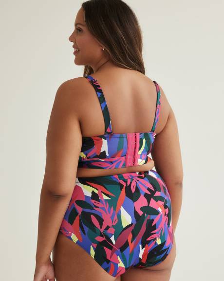 Haut de bikini bandeau torsadé à motif tropical