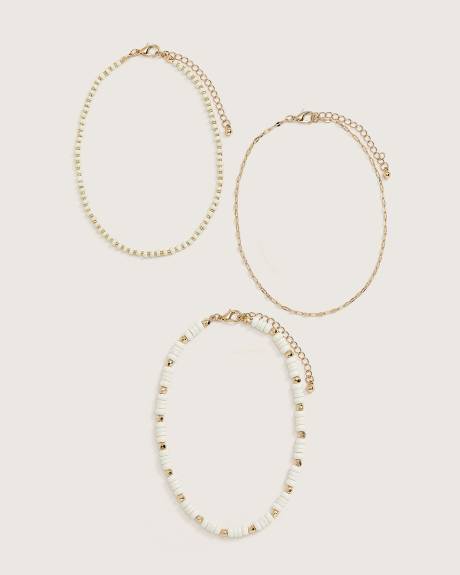 Assorted Beaded Anklets, Set of 3