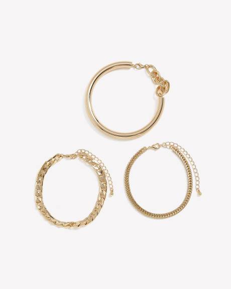 Assorted Cuff and Chain Bracelets, Set of 3
