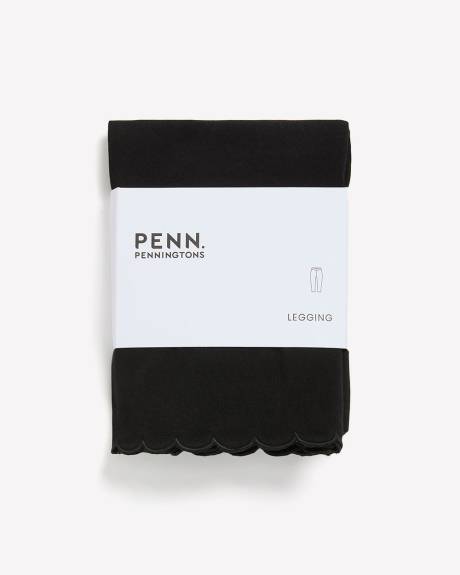 Black Fashion Capri Legging with Scalloped Hem - PENN. Essentials
