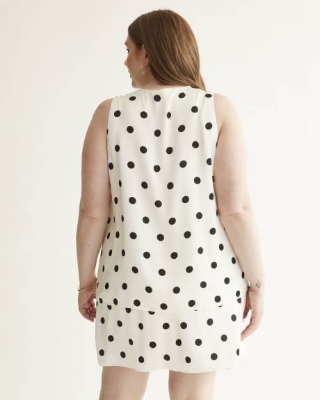 Satin Sleeveless Blouse, Polka Dot Print