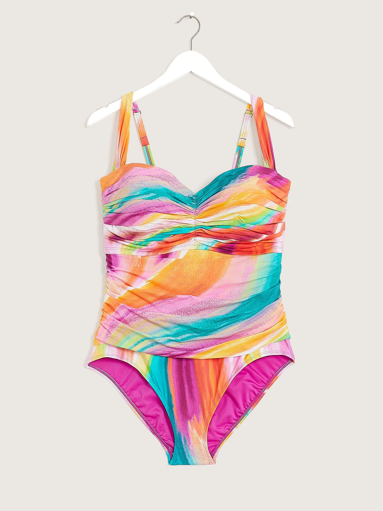 Multicolour Shirred Bandeau One-Piece Swimsuit - BLEU Rod Beattie ...