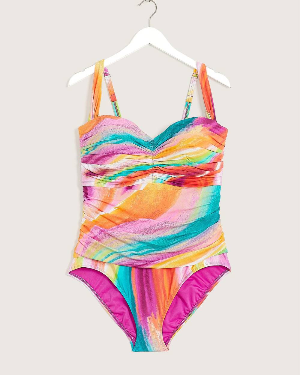 Multicolour Shirred Bandeau One-Piece Swimsuit - BLEU Rod Beattie