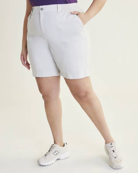 Cotton Cargo Bermuda with Rib Waistband