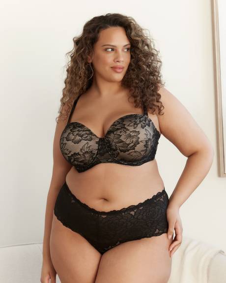 Black Underwire Strapless Lace Bra - Déesse Collection