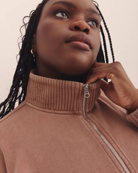 Chandail en coton à enfiler à col montant zippé - Active Zone