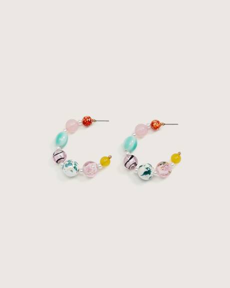Multicolour Beaded Hoop Earrings