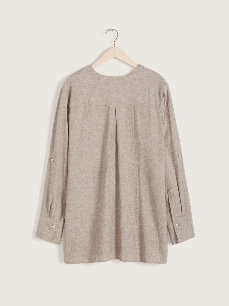 Solid Linen Popover Tunic Blouse - Addition Elle | Penningtons