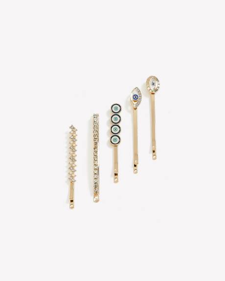 Golden Evil Eye Hair Pins, Set of 5