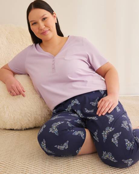 Haut de pyjama en mélange de coton à col Henley - ti Voglio