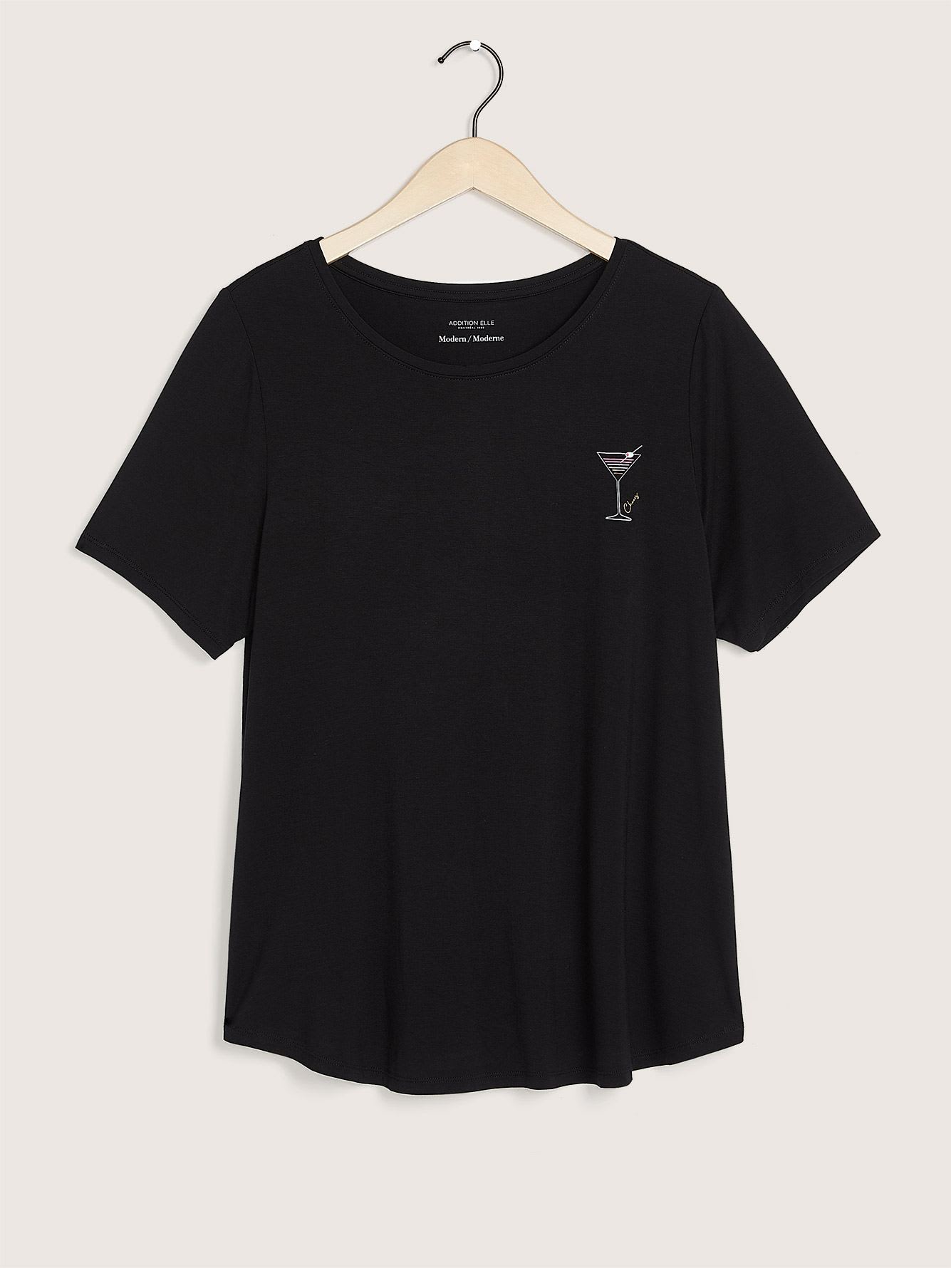 T-shirt uni coupe moderne imprimé, tissu responsable - Addition Elle