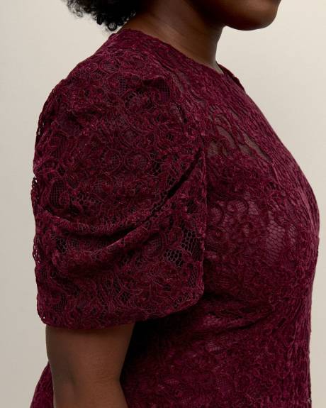 Short Lace Dress with Balloon Sleeves