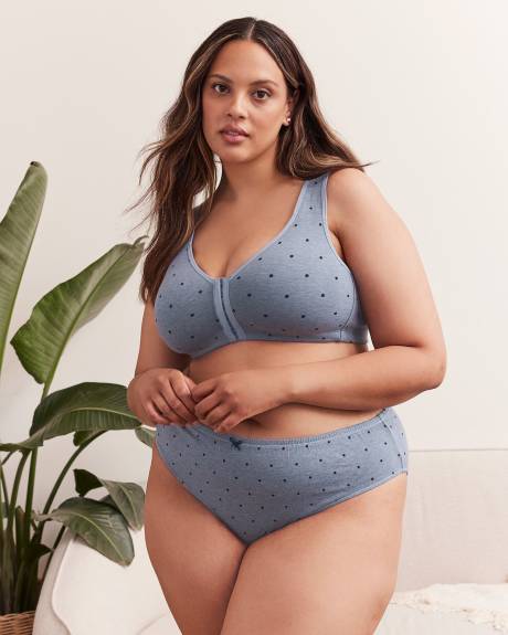 Dotted Front Closure Wireless Cotton Bra - ti Voglio