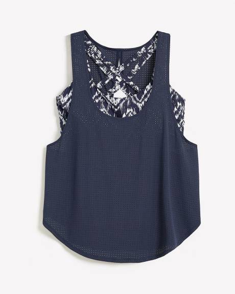 Fooler Tankini Top with Herringbone-Print Bandeau