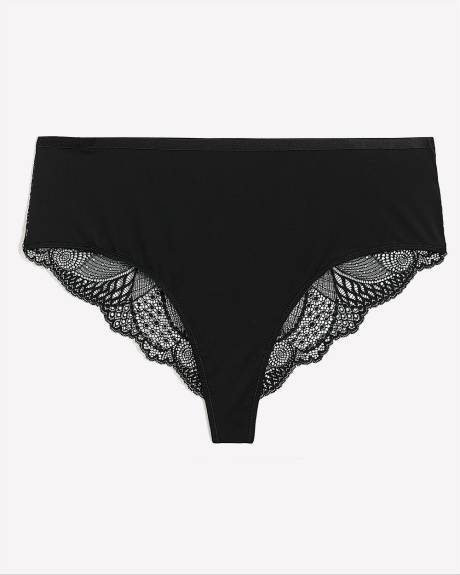 Black Cheeky Brief with Lace Back - Déesse Collection