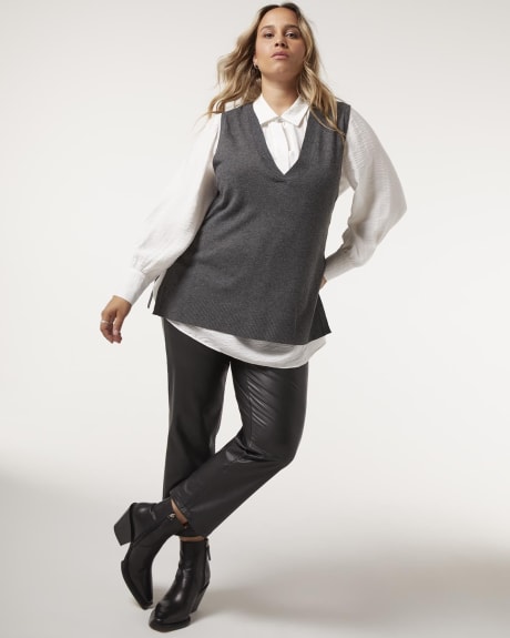 Blouse ample unie avec boutons-bijoux - Addition Elle