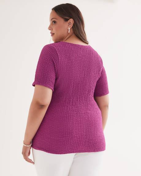 Haut en tricot texturé à col en V