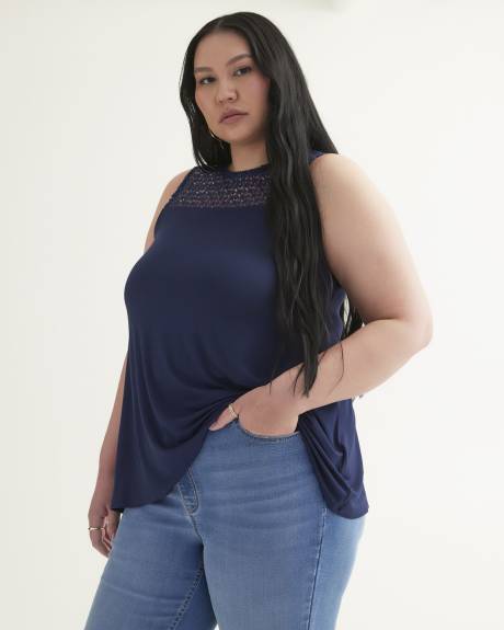 Responsible, Sleeveless Knit Top with Crochet