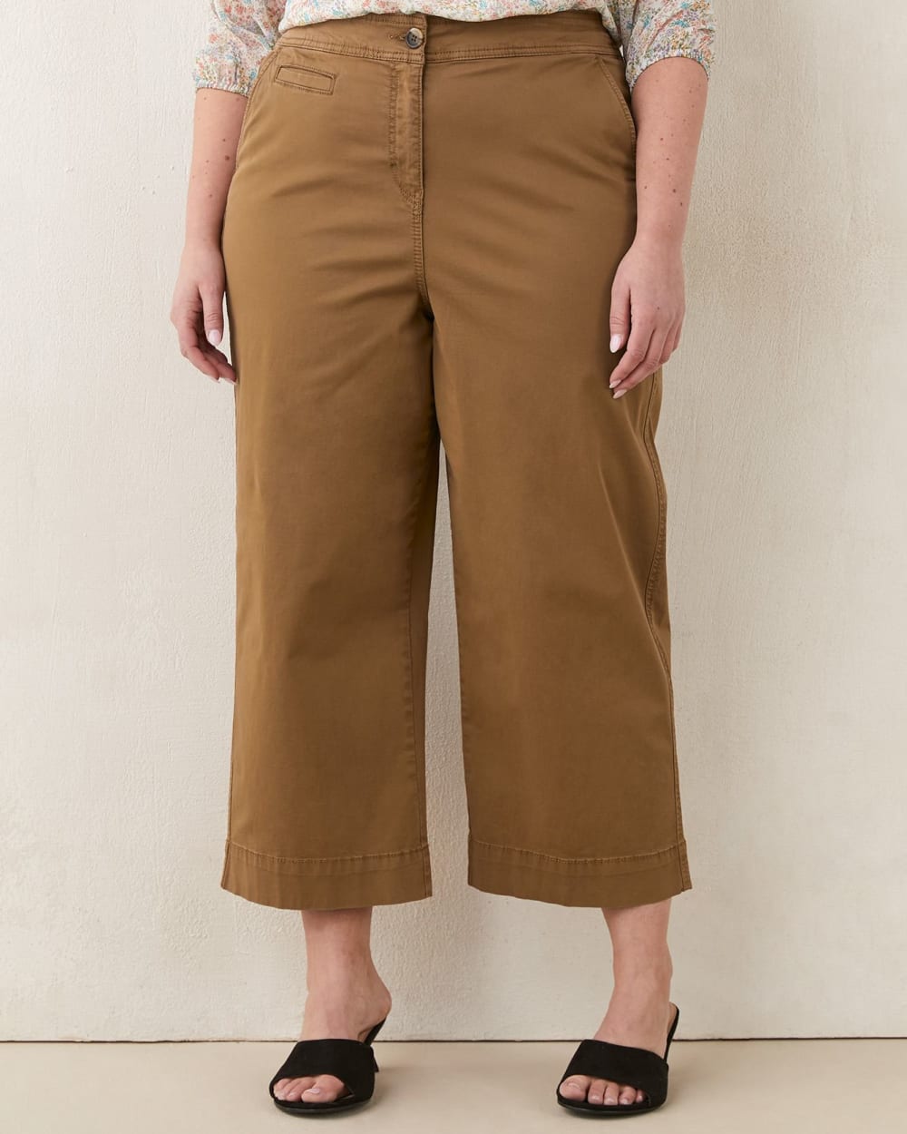 Cotton wide leg cropped pants top