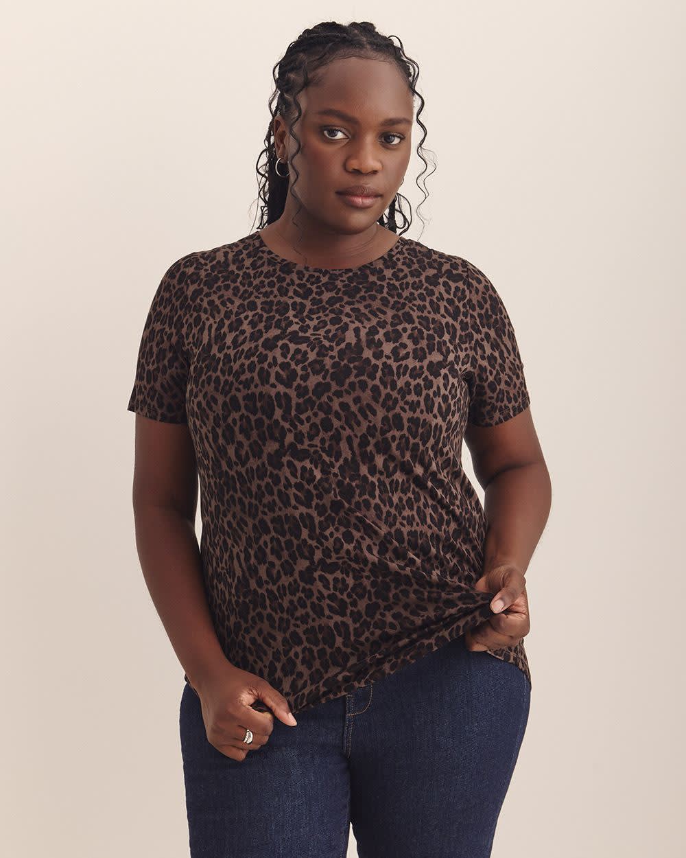 T-shirt coupe moderne à col rond, tissu responsable - Addition Elle