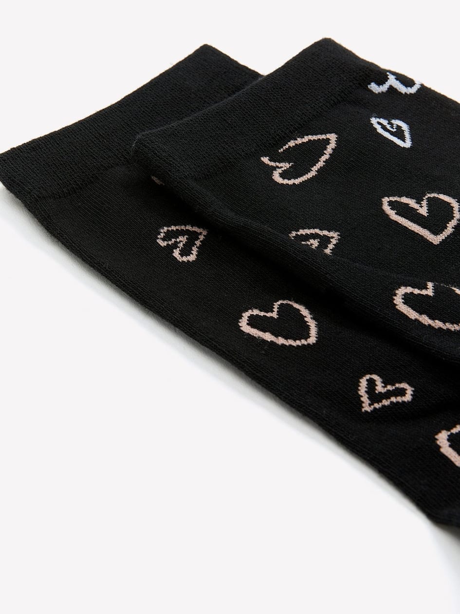 Crew Socks with Heart Print