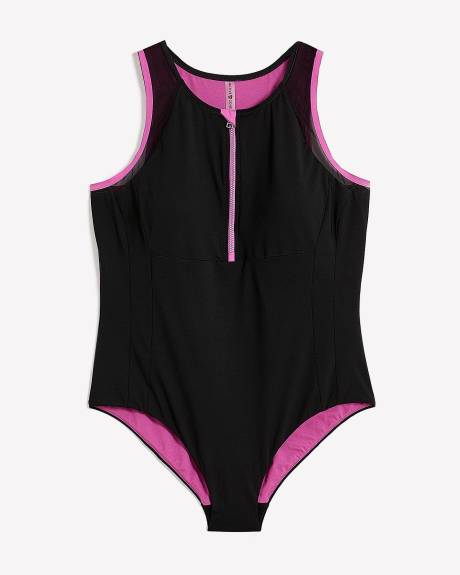 One-Piece Swimwear with Half Zipper - Active Zone
