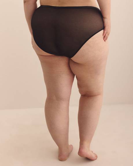 Culotte échancrée en microfibre avec dentelle et maille - Déesse Collection