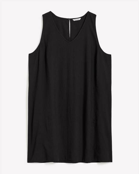 Linen Blend V-Neck A-Line Dress