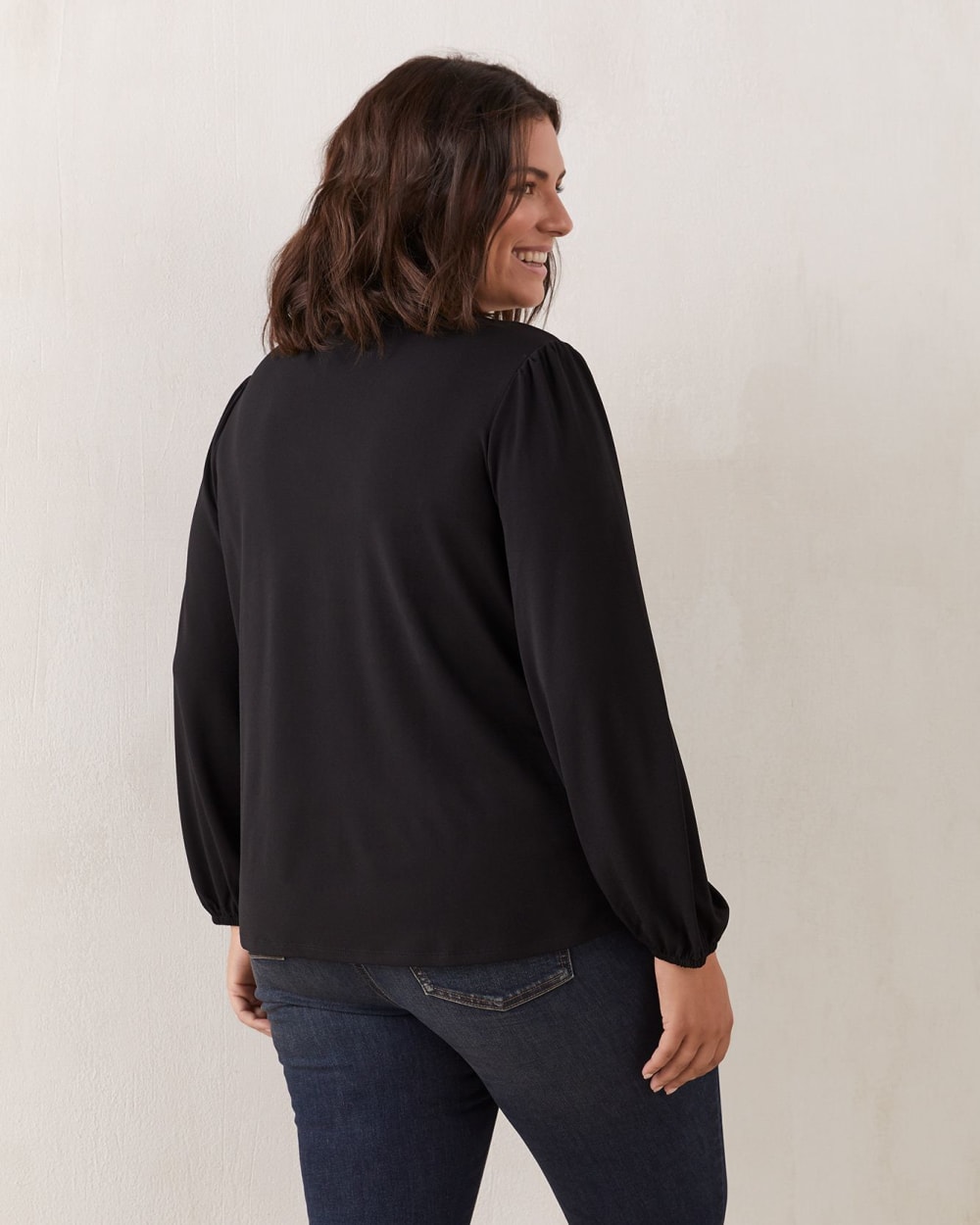 Long Puff Sleeve V-Neck Top - In Every Story