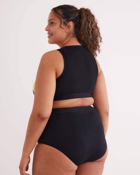 Colour Block Bikini Top with Zipper - Active Zone