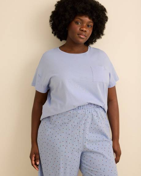 T-shirt de pyjama &agrave; manches courtes avec petite poche, coupe carr&eacute;e - ti Voglio