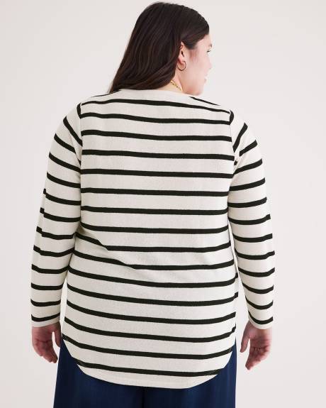 Long-Sleeve Crew-Neck Striped Top