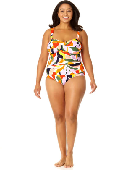 Tropical Twisted Front One-Piece Swimwear - Anne Cole