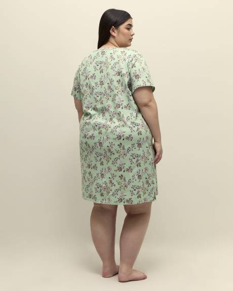 Chemise de nuit verte à motif fleuri et manches courte - ti Voglio