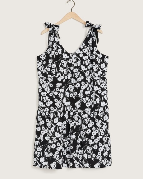 Printed Sleeveless Tiered Woven Dress with V-Neck