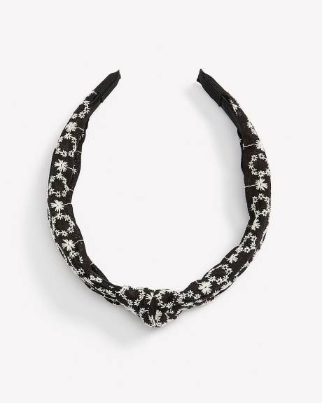 Black and White Embroidered Headband Penningtons