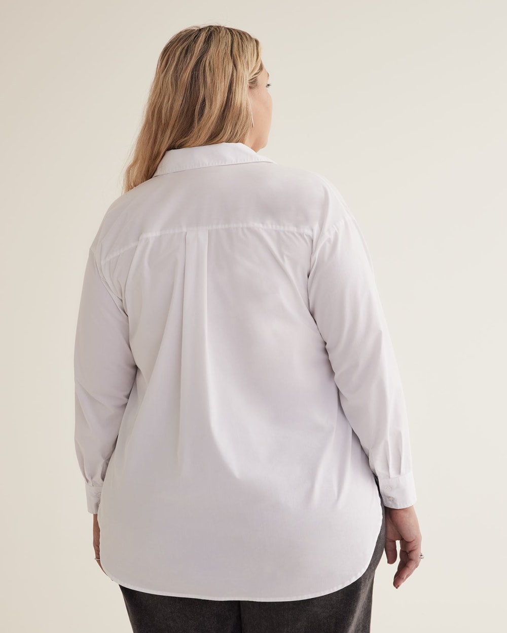 Solid Poplin Shirt with High-Low Hem | Penningtons