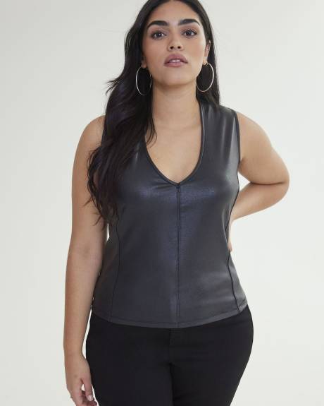 Black Sleeveless V-Neck Top - Addition Elle