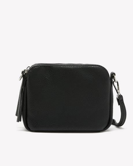 Pebbled Crossbody Bag with Woven Strap