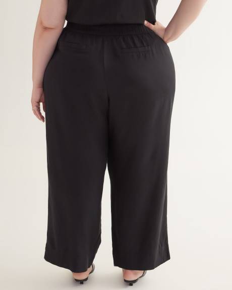 Linen Blend Wide-Leg Pull-On Pant